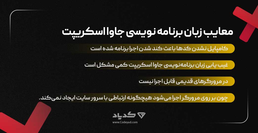 معایب زبان برنامه نویسی جاوا اسکریپت